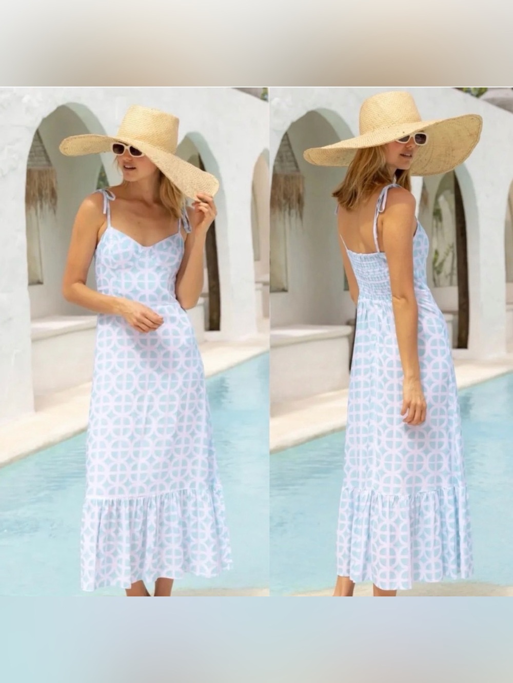 Nwt Kenny Flowers The Maldives Blue Sweetheart midi Dress